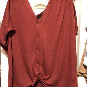 Button-up and tie knot top